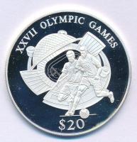 Libéria 2000. 20$ Ag 2000. évi Olimpiai Játékok Sydney - Labdarúgás kapszulában T:PP  Liberia 2000. 20 Dollars Ag Olympic Games 2000 Sydney - Football in capsule C:PP