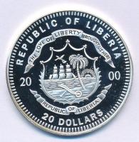Libéria 2000. 20$ Ag "2000. évi Olimpiai Játékok Sydney - Labdarúgás" kapszulában T:PP Lib...
