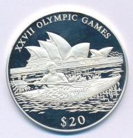 Libéria 2000. 20$ Ag &quot;2000. évi Olimpiai Játékok Sydney - Kajakozás&quot; kapszulában T:PP karc Liberia 2000. 20 Dollars Ag &quot;Olympic Games 2000 Sydney - Kayak&quot; in capsule C:PP scratch