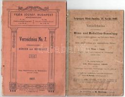 Vegyes 4db-os numizmatikai irodalom tétel a századforduló környékéről, közte: Fejér József Münzhandlung - Verzeichniss No. 7 - Verkäuflicher Münzen und Medaillen 1907., Leipziger Münz-Auction, 22. November 1869 - Verzeichniss einer reichhaltigen Münz- und Medaillen-Sammlung von C.G. Thieme; Karl W. Hiersemann Leipzig - Katalog 312. Numismatik, 1905; Auctions-Katalog einer Sammlung Gold-Münzen von Ungarn und Siebenbürgen aus dem Besitze eines ungarischen Amateurs, 1903.