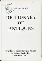 George Savage: Dictionary of Antiques. London, 1970, Barrie & Jenkins, egészvászon kötés, kissé ...