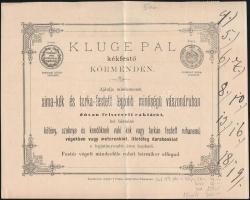 1892 Körmend, Kluge Pál kékfestő fejléces számla