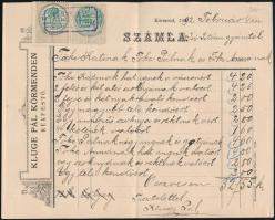 1892 Körmend, Kluge Pál kékfestő fejléces számla