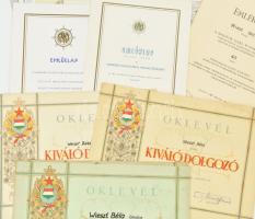 cca 1960-90 Ganz Danubius Hajó- és Darugyár oklevél és emléklap tétel, össz. 11 db, közte 3 db rézka...