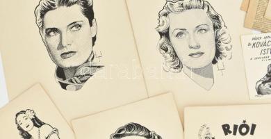 cca 1940-1950 12 db film plakát, reklám nyomtatvány eredeti rajza, valamint a megjelent nyomdai term...