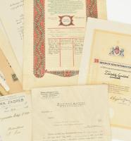 cca 1904-46 Vegyes okmány tétel, össz. 10 db, közte néhány beazonosítandó aláírással, vegyes állapot...