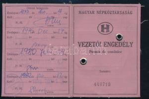 1968-1985 MNK fényképes vezetői engedély (jogosítvány), számos bejegyzéssel