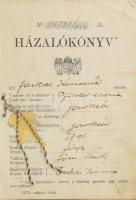 1933 Házalókönyv soroksári női személy számára, bejegyzésekkel, pecsétekkel, sérült papírfelzettel