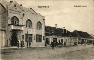 1915 Nagymihály, Michalovce; Takarékpénztár, Ipar és Kereskedelmi Bank, Lichtig Hermann üzlete. Vasúti Levelezőlapárúsítás 7900 / savings bank, shops (Rb)