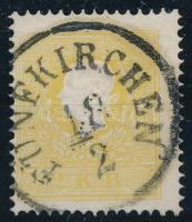 1858 2kr II. típus, friss darab, sárga színben, kis lemezhiba a szalagoknál /2kr type II., fresh yellow piece with plate flaw, luxus / luxury FÜNFKIRCHEN