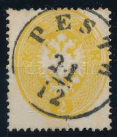 1863 2kr élénk sárga szín / bright yellow PESTH