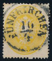 1863 2kr élénk sárga, kimaradt foglyuk / bright yellow, perforation error, luxus / luxury FÜNKIRCHEN