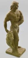 Grantner Jenő (1907-1983): Toldi. Festett terrakotta, jelzett, hibátlan, m:36 cm