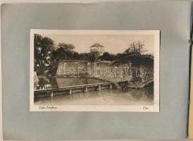 Tata, Tata-Tóváros; - 20 db RÉGI képeslap házikészítésű albumba ragasztva. Angolpark, Vár, Főgimnázi...