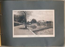 Tata, Tata-Tóváros; - 20 db RÉGI képeslap házikészítésű albumba ragasztva. Angolpark, Vár, Főgimnázi...