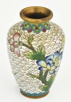 Keleti zománcozott réz kisváza. Kopással, m: 8 cm