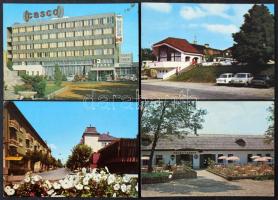 70 db MODERN magyar retro város képeslap: üzletek, áruházak, gyógyszertár, étterem, szálláshely / 70 modern Hungarian town-view postcards