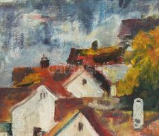 Olvashatatlan jelzéssel: Vízparti táj. Olaj, vászon. Dekoratív fakeretben. 42x55 cm