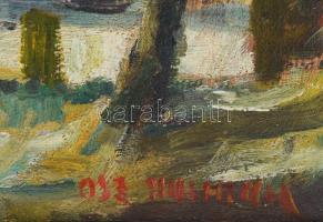 Olvashatatlan jelzéssel: Vízparti táj. Olaj, vászon. Dekoratív fakeretben. 42x55 cm