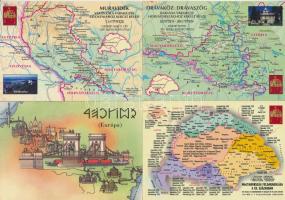 10 db MODERN történelmi magyar térképes képeslap rovásírással, irredenta / 10 modern historical Hungarian map postcards, irredenta