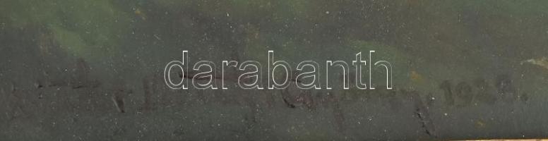 Détári Dettár György (1892-1951): Lányok a réten, 1928. Olaj, karton. Jelezve balra lent. Dekoratív ...