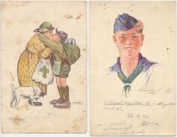 6 db RÉGI Magyar Cserkész Szövetség képeslap Márton Lajos grafikáival / 6 pre-1945 Hungarian scout a...