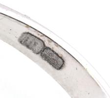 14k fehérrarany (Au) gyűrű tűzopállal és 14 db gyémánttal. caboson csiszolást TW, 0,51 ct gyémántok ...