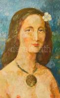 Gulyás Dénes (1927-2003): Mona Lisa elvesztette mosolyát (cím nélkül), 1977. Olaj, farost, jelezve j...