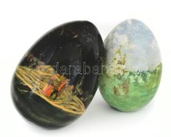 2 darab orosz festett fatojás. Kopott, m: 9-11 cm