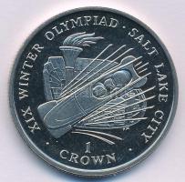 Man-sziget 2002. 1C Cu-Ni "Téli Olimpia Salt Lake City - Bob" T:AU karc Isle of Man 2002. 1 Crown Cu-Ni "Winter Olympics Salt Lake City - Bobsled" C:AU scratch Krause KM#1116
