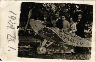 1929 Budapest II. Máriaremete, Aero Express Máriaremete, humoros repülős üdvözlet hölgyekkel és urakkal. photo (EK)