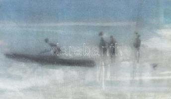 Vörös Rozália (1919-1992): Befagyott csónak. Pasztell, papír. Képcsarnokos címkével. Üvegezett keret...