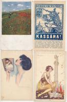 27 db RÉGI képeslap vegyes minőségben: főleg művész, hölgy motívum és magyar város képeslapok / 27 pre-1945 postcards in mixed quality: mostly art, lady motives and Hungarian town-view postcards