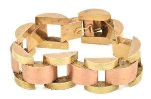 14K arany karkötő, rozé és sárga arany jelzett 48,8 g 20 cm