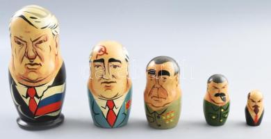 -  Jelcin, Gorbacsov, Brezsnyev, Sztálin, Lenin, stb. festett fa matrjoska babák 5-18 cm-ig