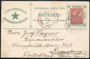 1920 UPU eszperantó levelezőlap temesvári cenzúrával Regensburgba / UPU Esperanto postcard with censorship TEMESVÁR - Regensburg