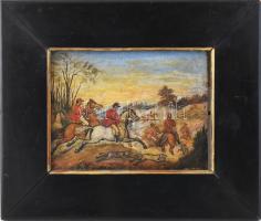 Azonosítatlan jelzéssel: Vadász jelenet. Erdő teleki Fáy Jósef barátomnak 1875 felirattal és két cím...