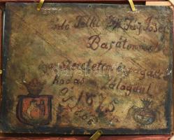 Azonosítatlan jelzéssel: Vadász jelenet. Erdő teleki Fáy Jósef barátomnak 1875 felirattal és két cím...