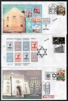 2000/E3 Románia-Izrael bélyegkiállítás 6 db-os emlékív FDC sorozat azonos sorszámmal (12.000) / souvenir sheet collection with 6 varieties on FDC