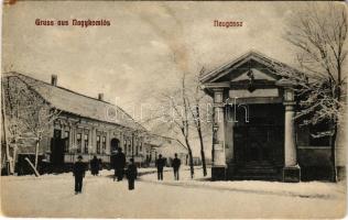 1907 Nagykomlós, Comlosu Mare; Új utca télen. S. Stanciu kiadása / Neugasse / street in winter (fl)