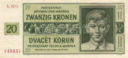 Német 3. Birodalom/Cseh-Morva Protektorátus/német megszállás 1944. 20Kr 20mm hosszú sorszám, G-széria T:I