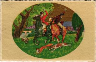 Rókavadászat. Olasz művészlap / Fox hunting, Italian art postcard. CCM2604-3. (EK)