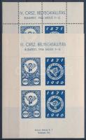 1946/1aa+1ab IV. Országos bélyegkiállítás kék fogazott és vágott emlékív (9.000) / souvenir sheet pair