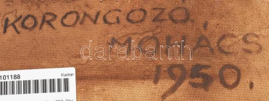 Kellner István (1898-?): Korongozó, Mohács 1958. Olaj, farost. Jelzett, 40x30 cm