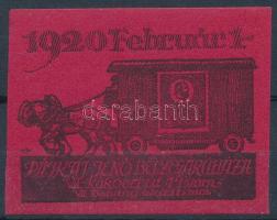 1920/2d Pátkai Jenő Bélyegáruház emlékív - vörös! (12.000) / red souvenir sheet