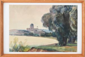 Tipary Dezső (1887-1967): Esztergom. Akvarell, papír, jelzett, 30x40 cm Keretben