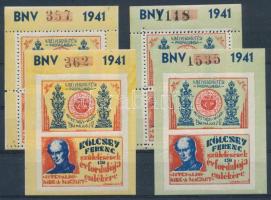 1941/5aa +ab + ba + bb Kölcsey Ferenc 4 db-os emlékív garnitúra (24.000) / souvenir sheet collection with 4 varieties