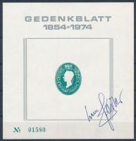 1974/01 120 éves a Radnitzy bélyegterv osztrák kiadású emlékív aláírással / signed souvenir sheet