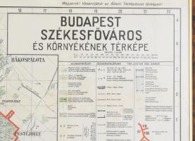 cca 1940 Budapest székesfőváros és környékének térképe.70x50 cm Üvegezett keretben