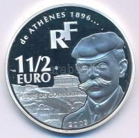 Franciaország 2003. 1 1/2E Ag "Pierre de Coubertin / 2004-es Olimpiai játékok, Athén" T:PP...